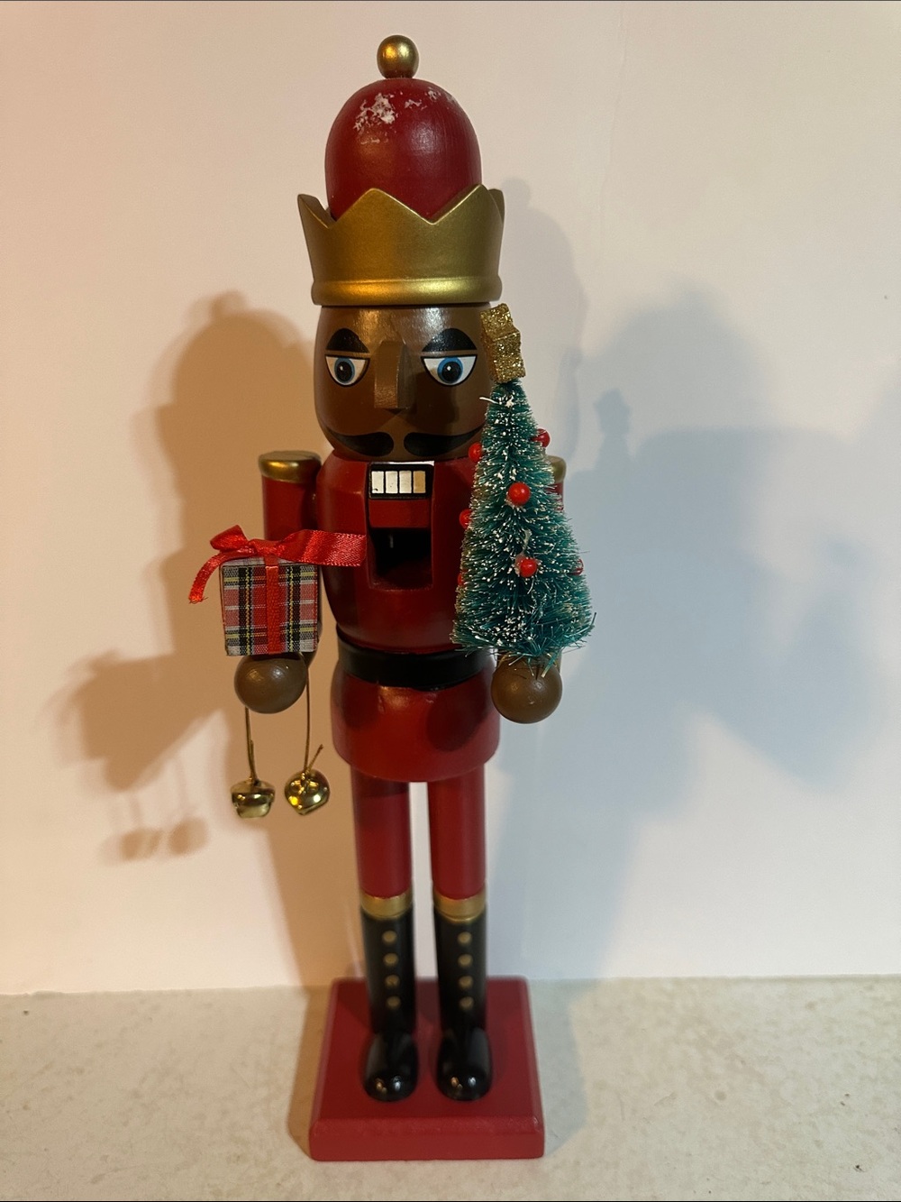 African American Classic Red and Gold Nutcracker Holiday Figurine